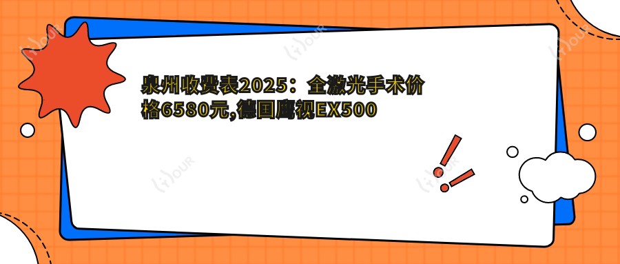 泉州收费表2025:全激光手术价格6580元,德国鹰视EX500全激光16000元起